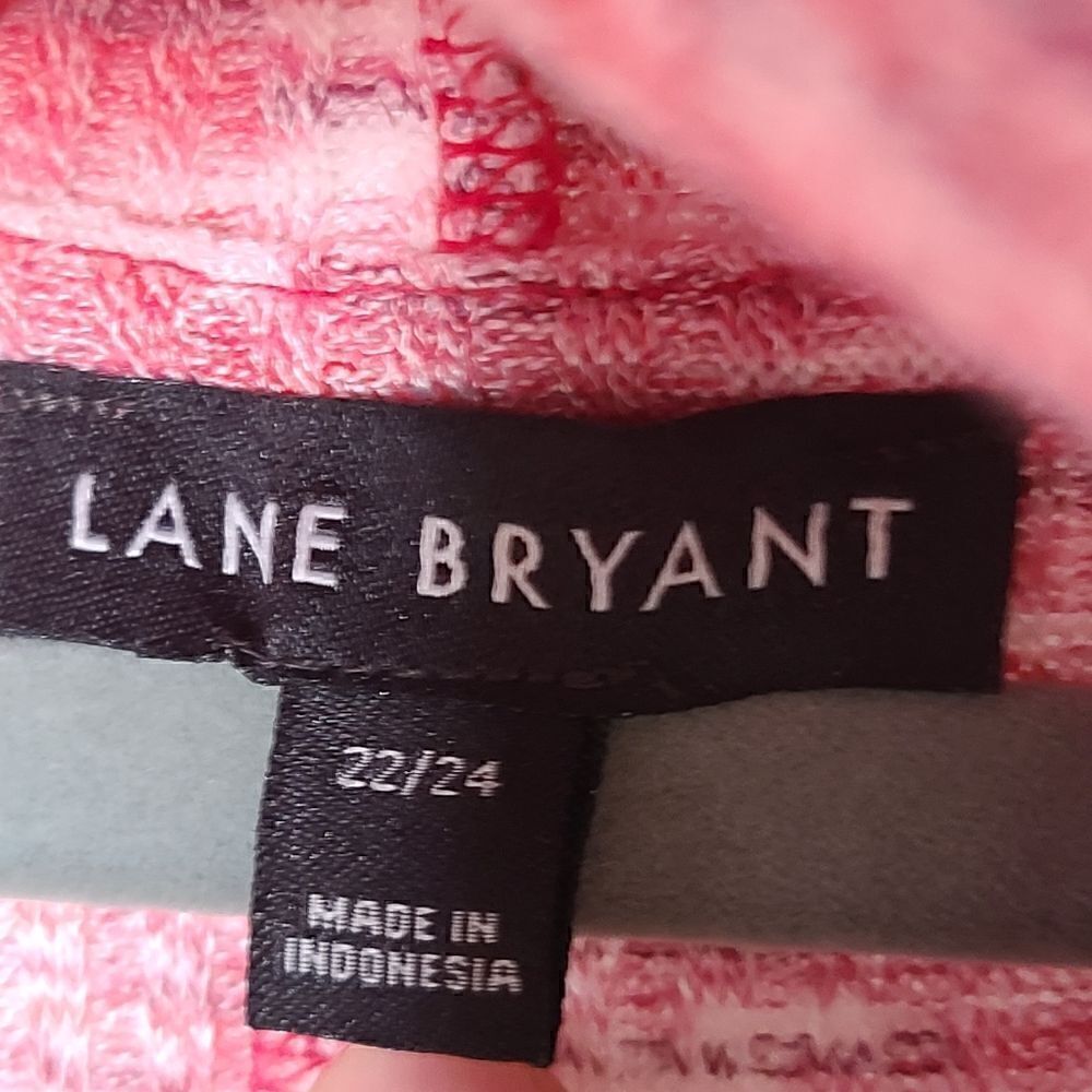 22W 24W Lane Bryant Pink Hoodie Tie-Hem Ribbed - Picture 5 of 8